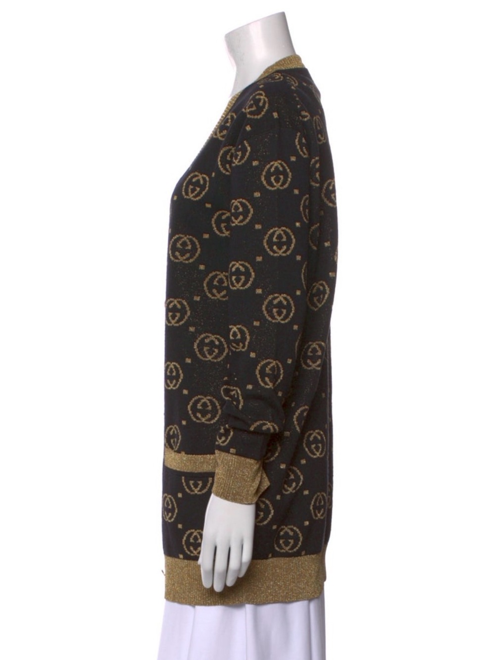 Gucci Black and Gold Logo Knit Cardigan - Picture 3 of 4